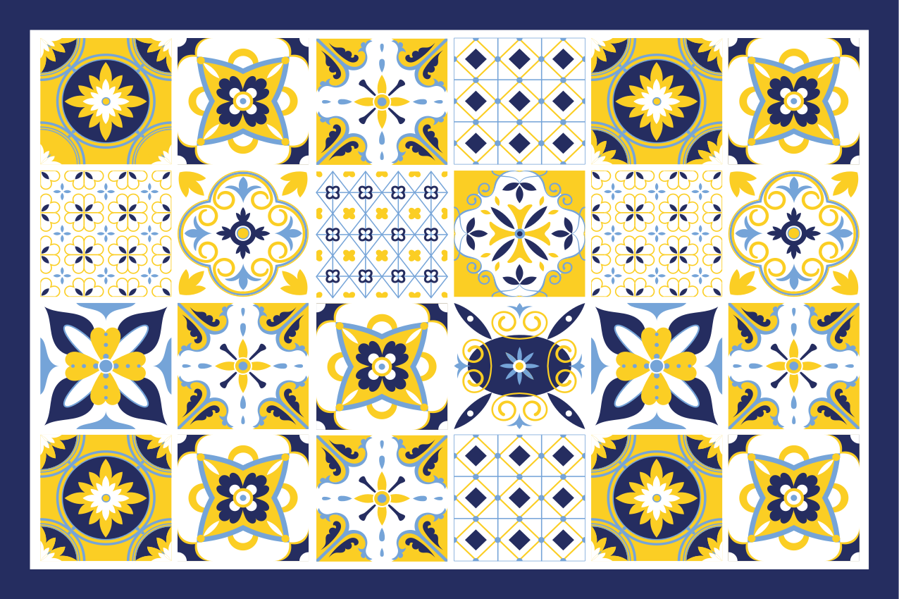 Set de table motifs de carreaux colorés - TenStickers