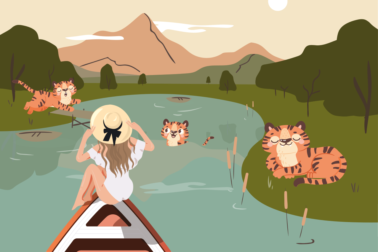 Set de table enfant scène de tigres espiègles - TenStickers