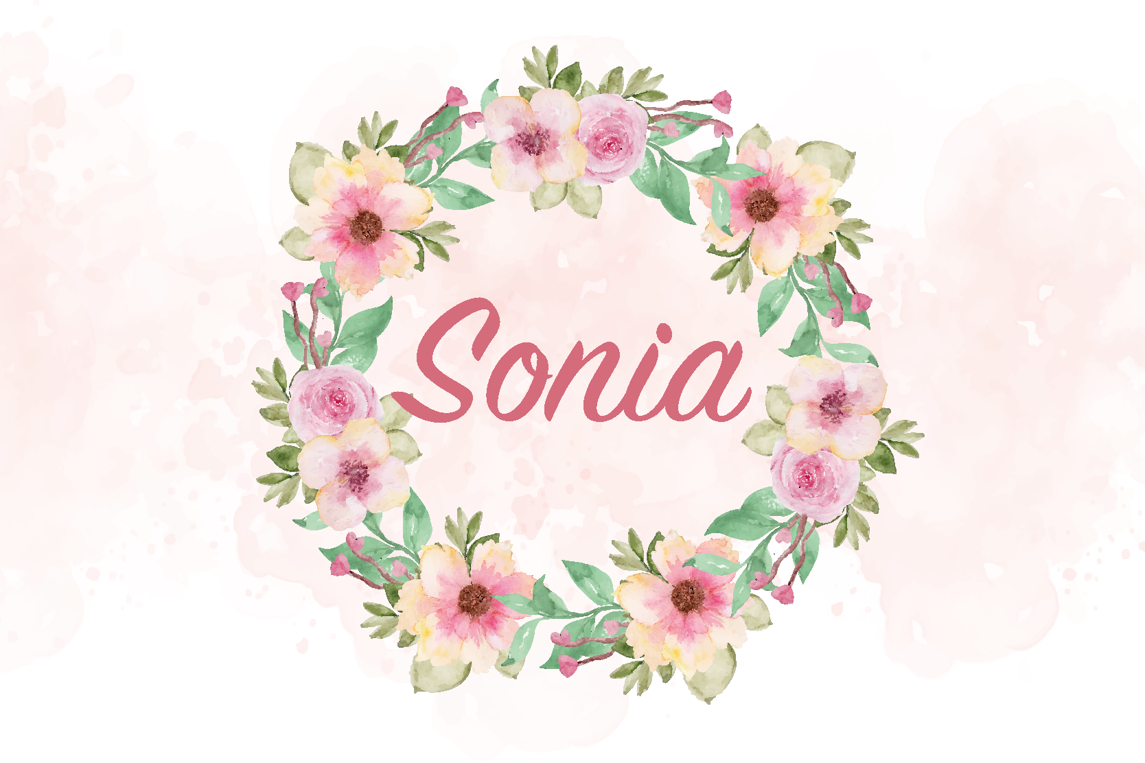 Set de table design nom fleurs aquarelles - TenStickers