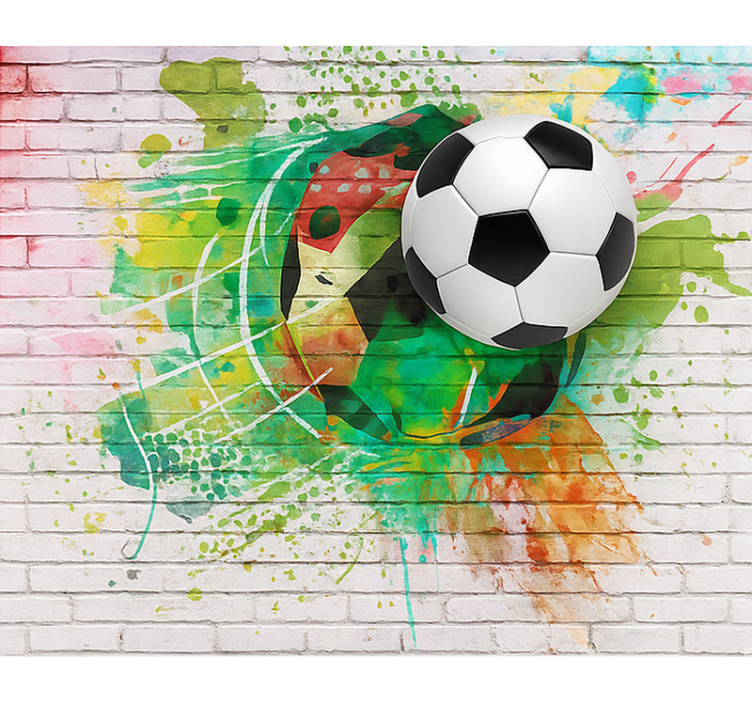 Tapisserie chambre ado ballon de football multicolore - TenStickers
