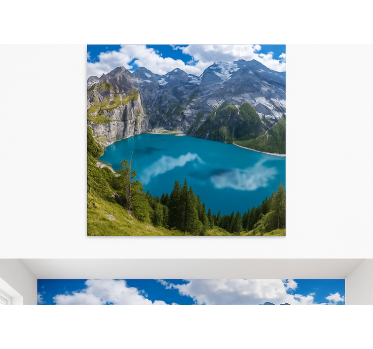 Tapisserie montagne montagnes au coucher du soleil doré - TenStickers