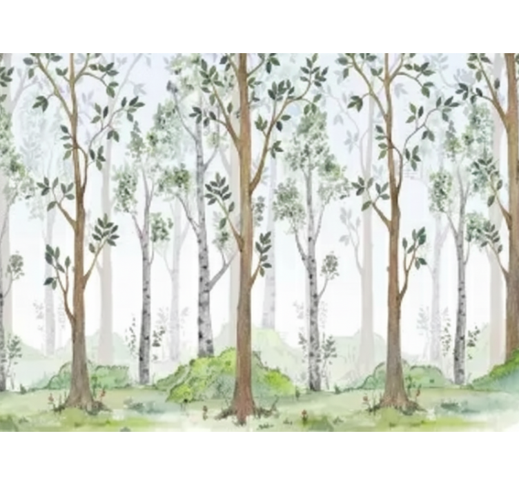Tapisserie forêt motif botanique minimaliste - TenStickers