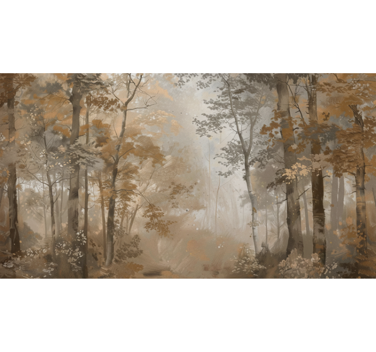 Tapisserie forêt bosquet d'automne ambré - TenStickers