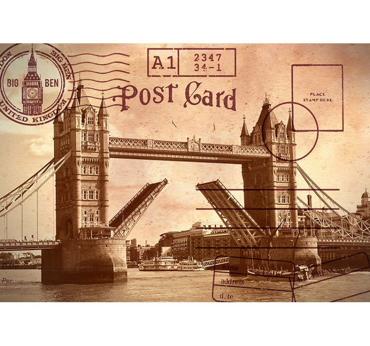 Tapisserie londres carte postale vintage de londres - TenStickers