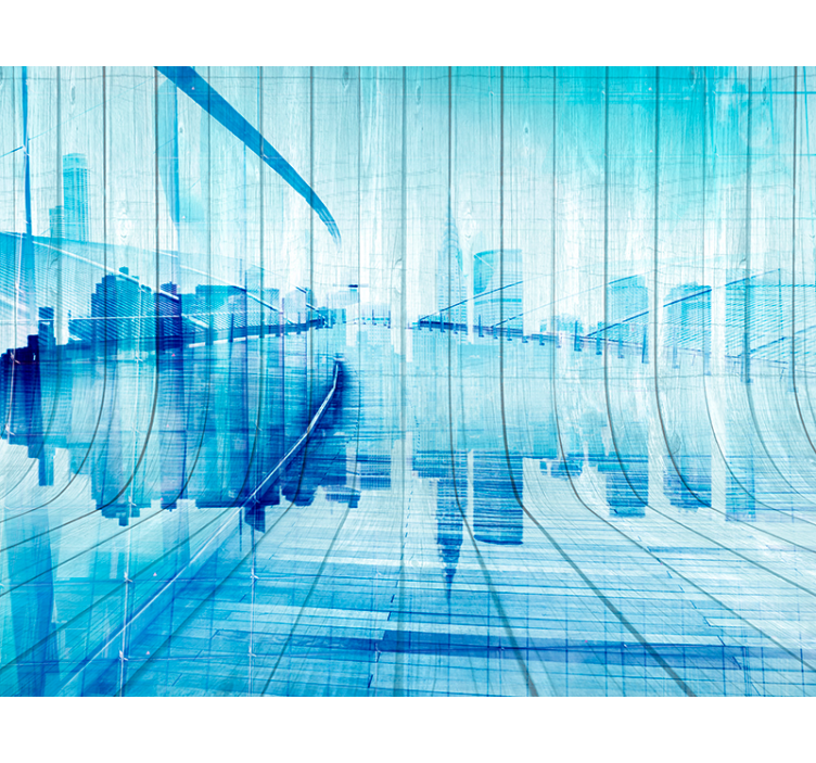 Papier peint imitation bois sur les toits de la ville - TenStickers