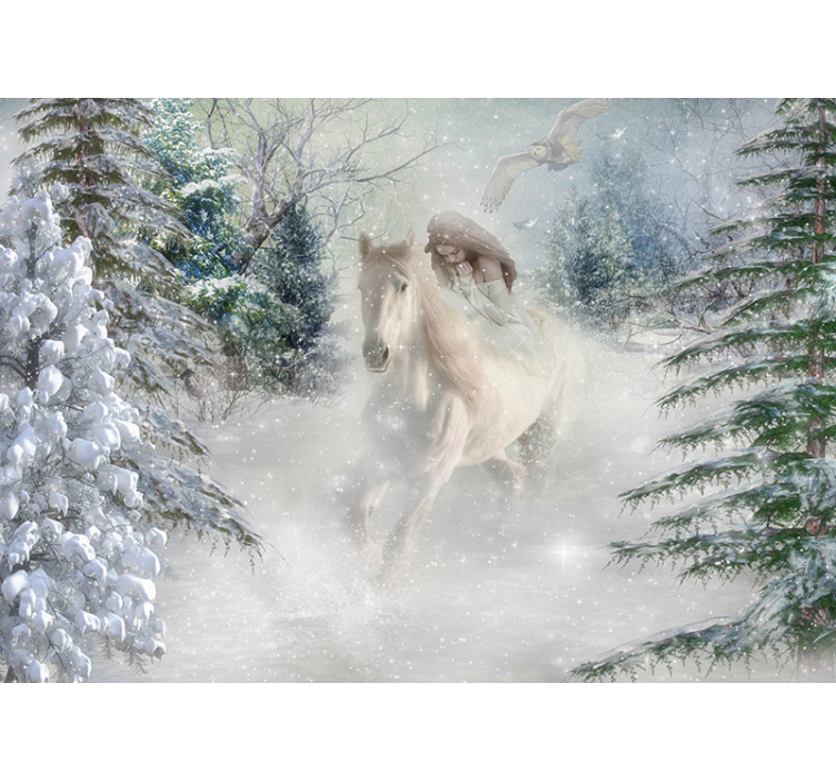 Tapisserie fantaisie cheval d'hiver mythique - TenStickers