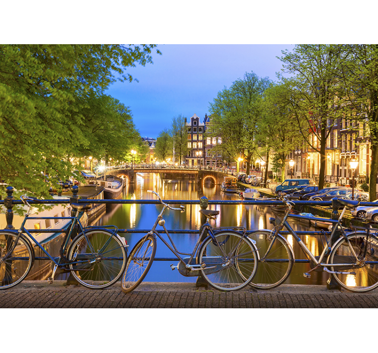 Tapisserie amsterdam canal d'amsterdam au crépuscule - TenStickers