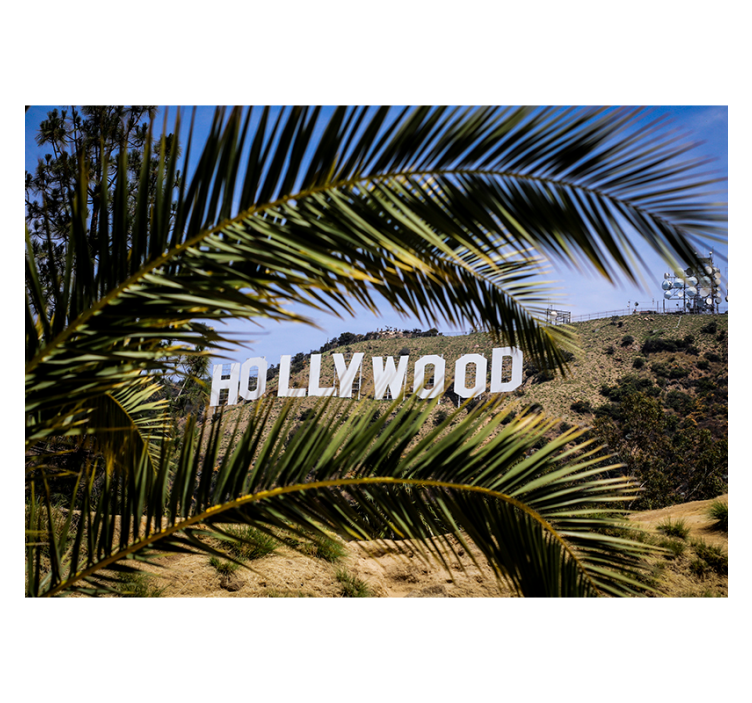 Tapisserie villes et pays vue sur le panneau hollywood - TenStickers