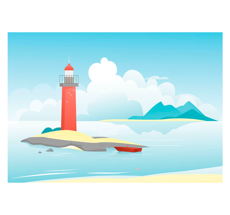 Tapisserie paysage phare sous les nuages - TenStickers