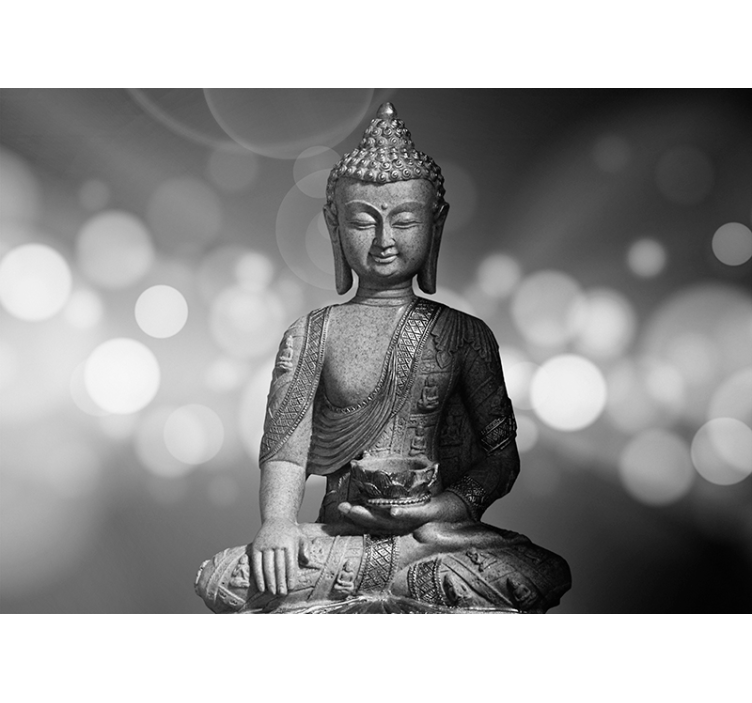 Papier peint zen Bouddha d'argent - TenStickers