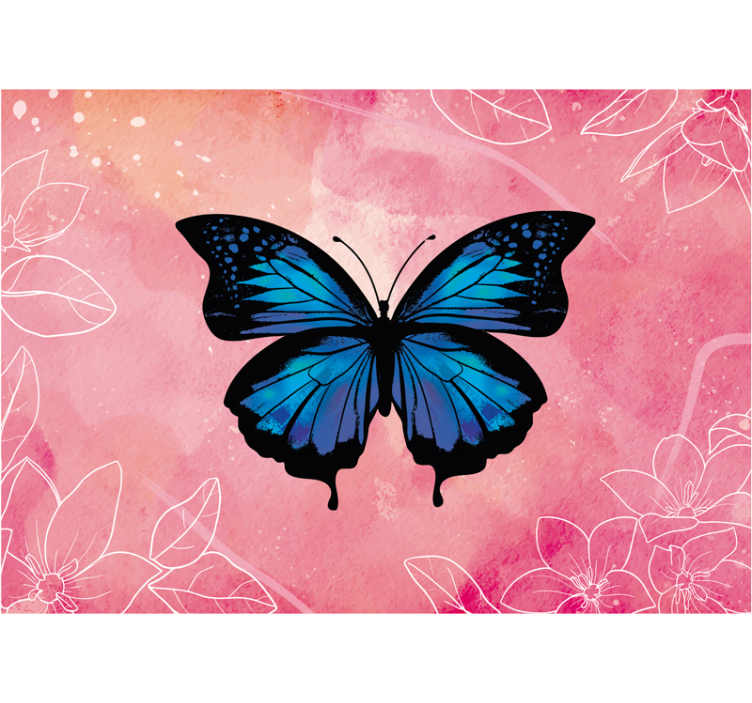 Tapisserie fleur élégance florale du papillon - TenStickers