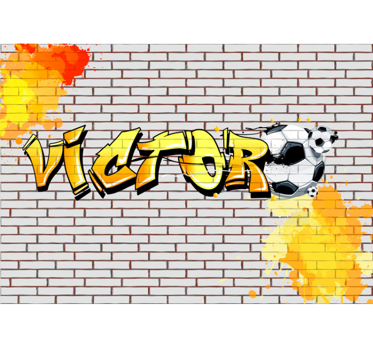 Tapisserie graffiti design brique football personnalisé - TenStickers