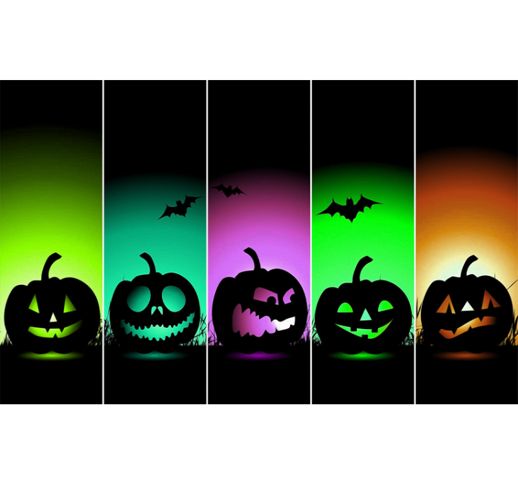 Tapisserie halloween visages de citrouilles d'automne - TenStickers