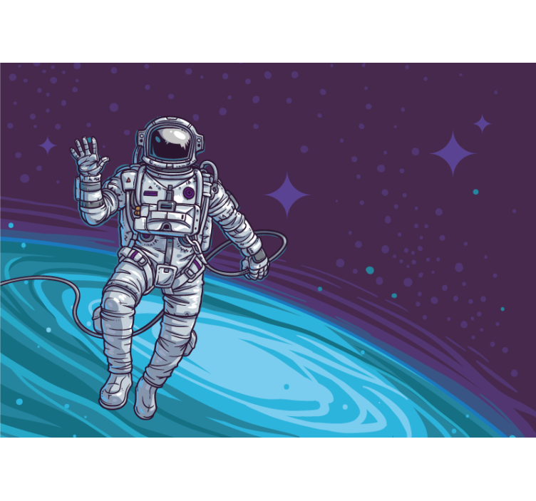 Tapisserie espace astronaute flottant au loin - TenStickers