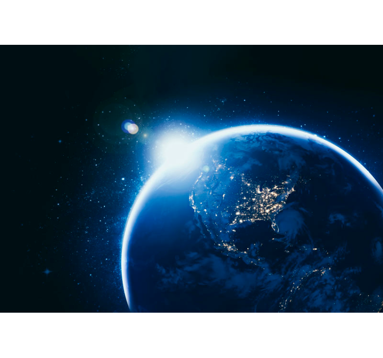 Tapisserie espace sphère illuminée de la terre - TenStickers