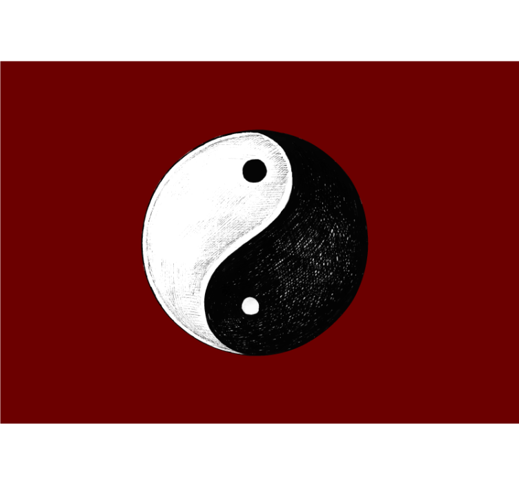 Papier peint mural ambiance zen Yin yang avec fond rouge - TenStickers