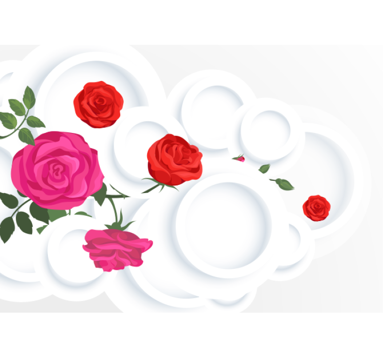 Papier peint 3D Cercles blancs et roses effet 3d - TenStickers