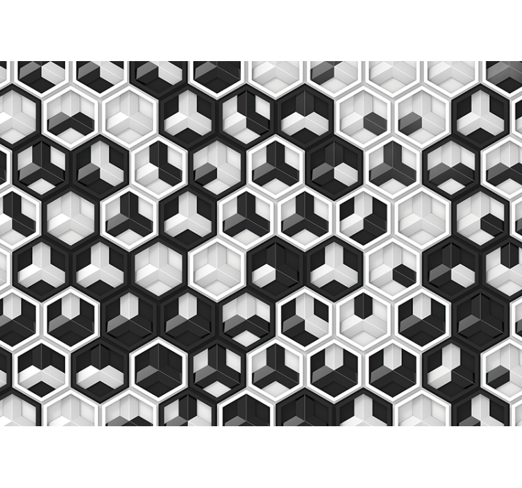 Tapisserie abstraite motif hexagonal géométrique - TenStickers