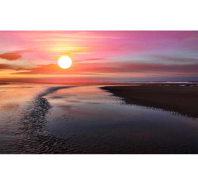 Tapisserie montagne vue sereine sur le coucher de soleil - TenStickers