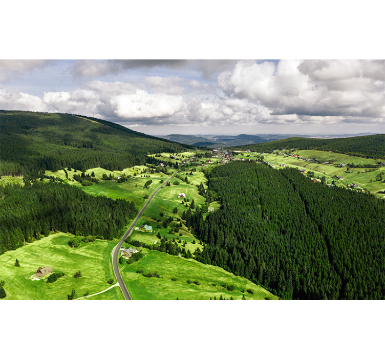 Tapisserie paysage collines vertes luxuriantes - TenStickers