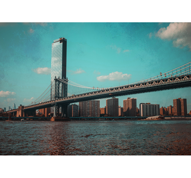 Tapisserie new york perspective du pont de brooklyn - TenStickers