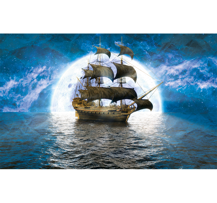 Papier peint enfant Bateau pirate en mer - TenStickers