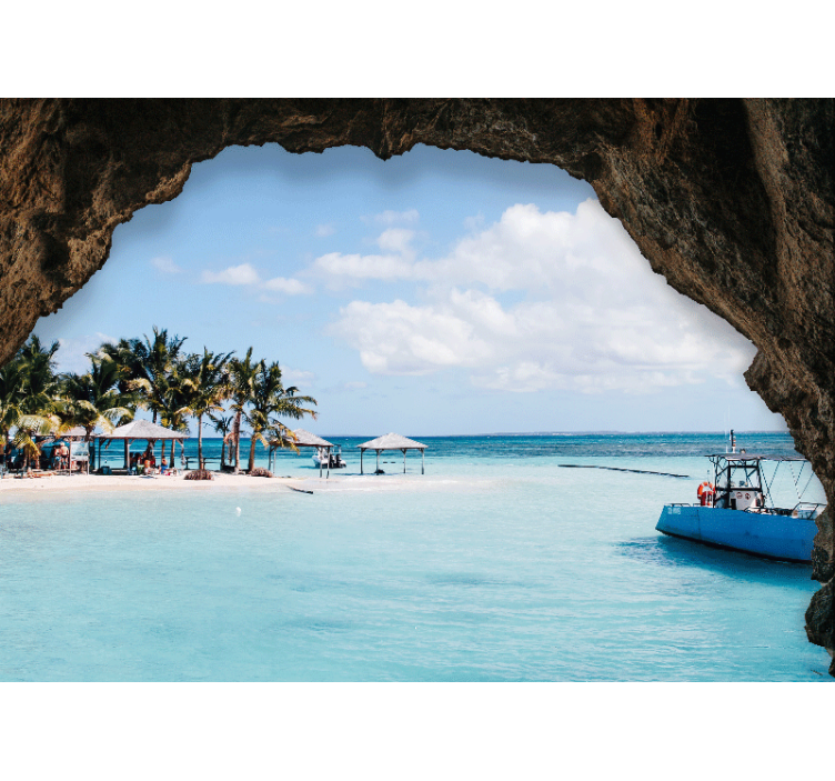 Papier peint 3D Paysage de mer depuis la grotte - TenStickers