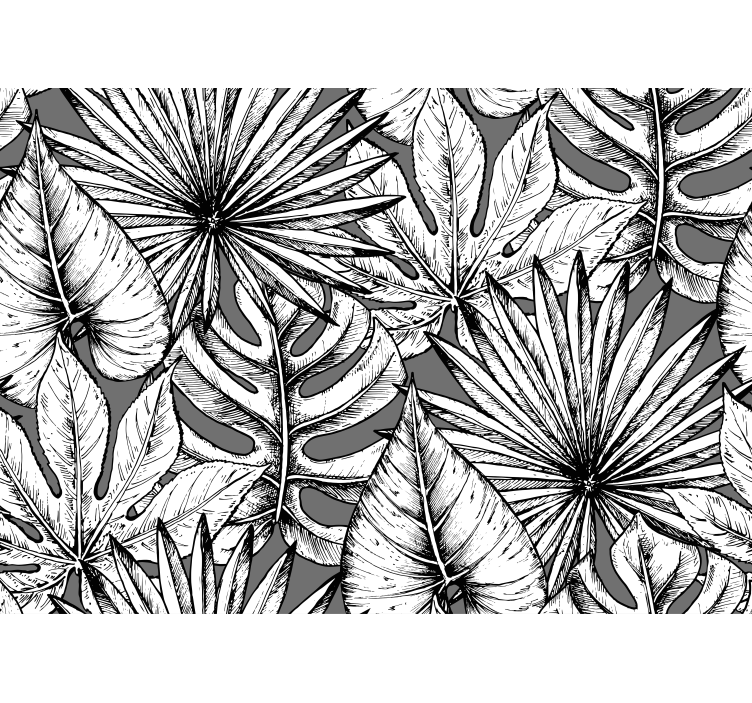 Papier peint mural de fleurs Jungle noir blanc - TenStickers