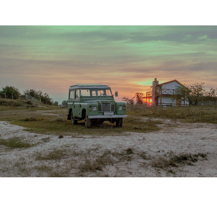 Tapisserie véhicule voiture classique verte - TenStickers