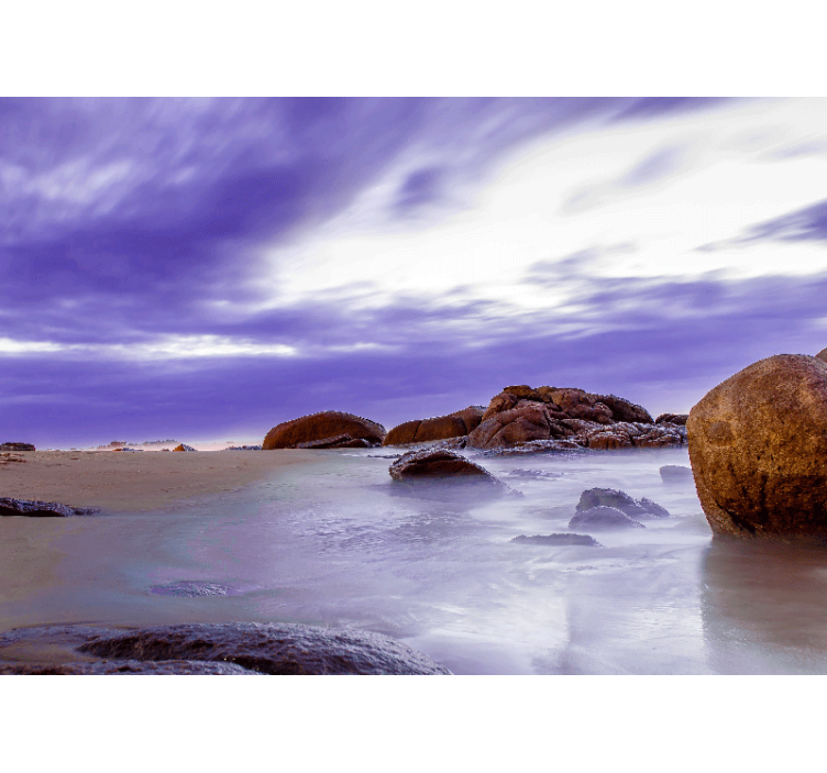 Tapisserie montagne paysage de plage rocheuse - TenStickers