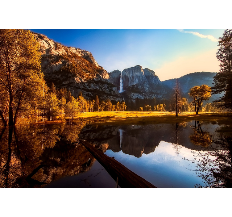 Tapisserie paysage réflexion de montagnes sereines - TenStickers