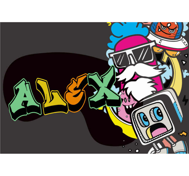 Tapisserie graffiti art de personnages colorés - TenStickers