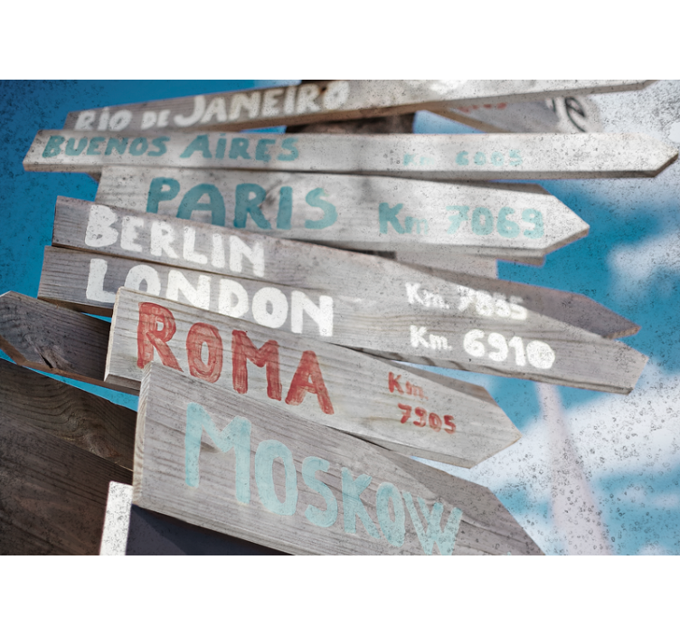 Papier peint mural de villes et de pays Villes de signe de route - TenStickers