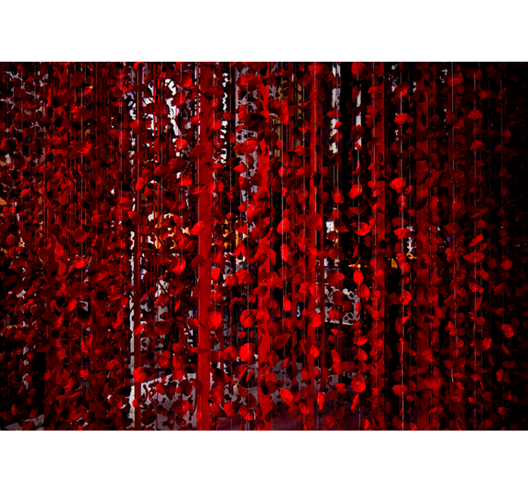 Tapisserie fleur cascade florale rouge - TenStickers