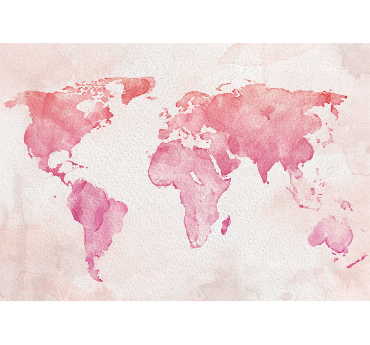 Papier peint mural carte du monde Couleur rose neutre - TenStickers