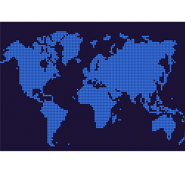Tapisserie carte du monde en pixels - TenStickers