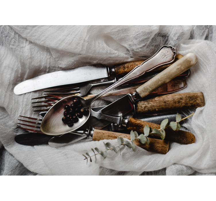 Tapisserie cuisine ensemble d'ustensiles vintage - TenStickers