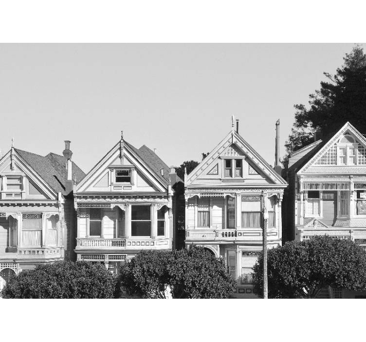 Tapisserie villes et pays rangée de maisons victoriennes - TenStickers