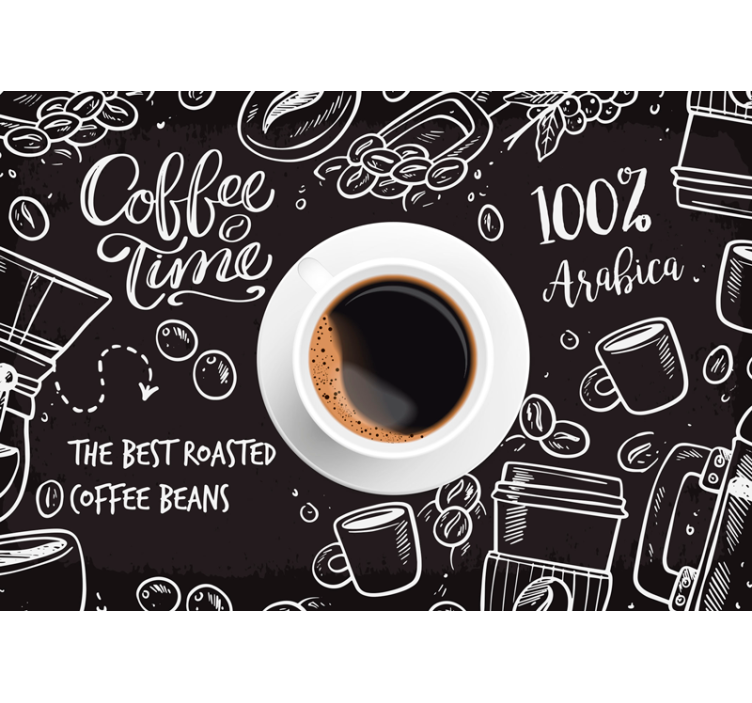Tapisserie phrase design temps café - TenStickers