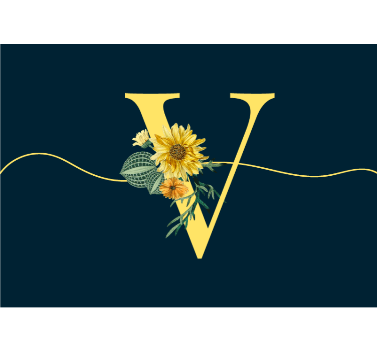 Tapisserie fleur élégance initiale du tournesol - TenStickers