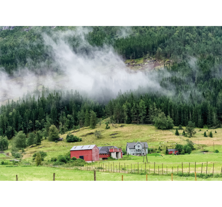 Tapisserie nature forêt norvégienne - TenStickers