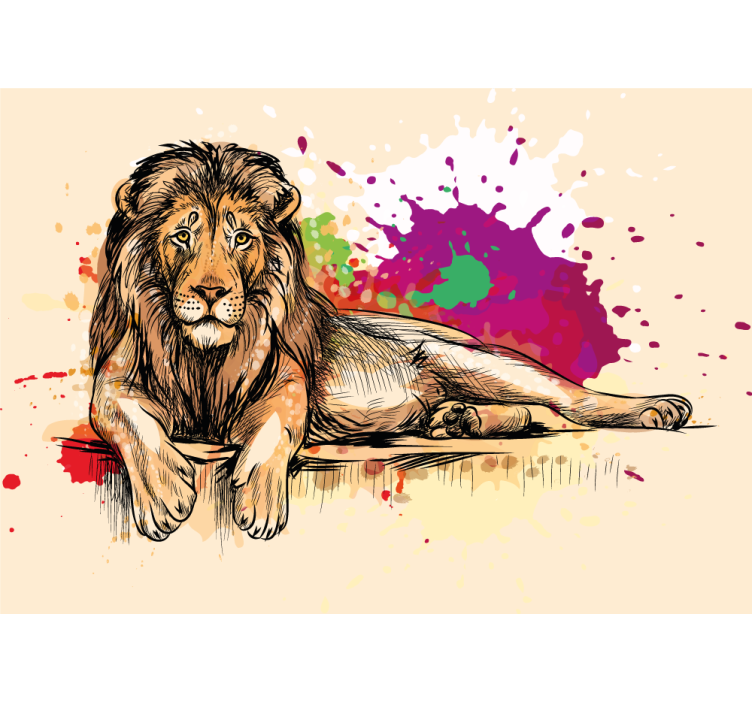 Tapisserie lion image royale - TenStickers