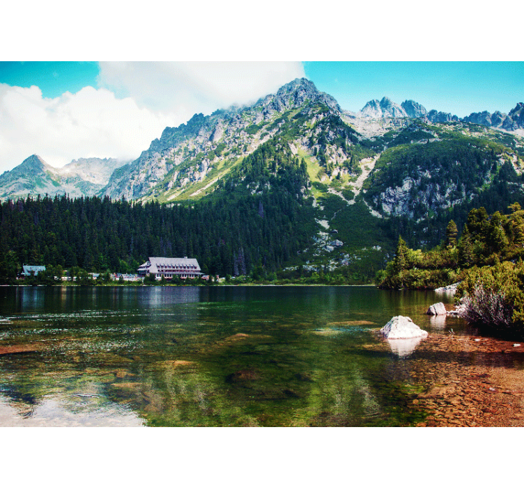 Tapisserie paysage lac de montagne - TenStickers