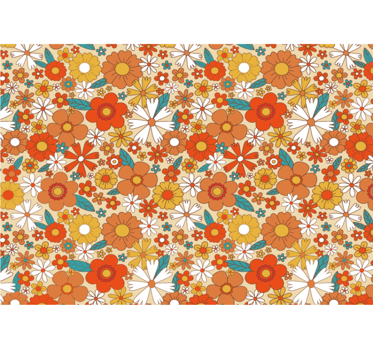 Papier peint vintage Fleurs multicolores des années 70 - TenStickers