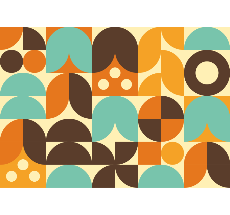 Papier peint vintage motifs géométriques abstraits années 70 - TenStickers