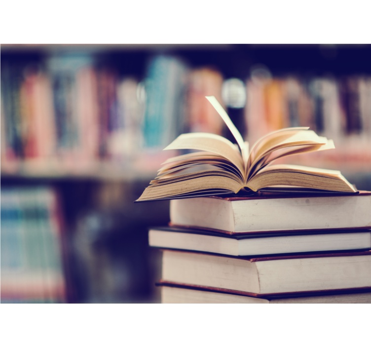 Tapisserie art pile de livres ouverts - TenStickers