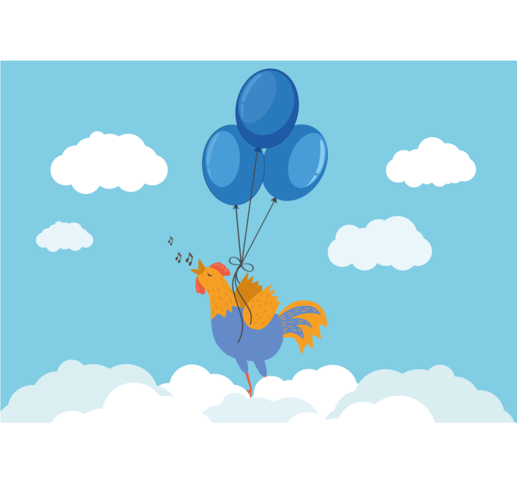 Tapisserie chambre enfant ballons chantant coq - TenStickers