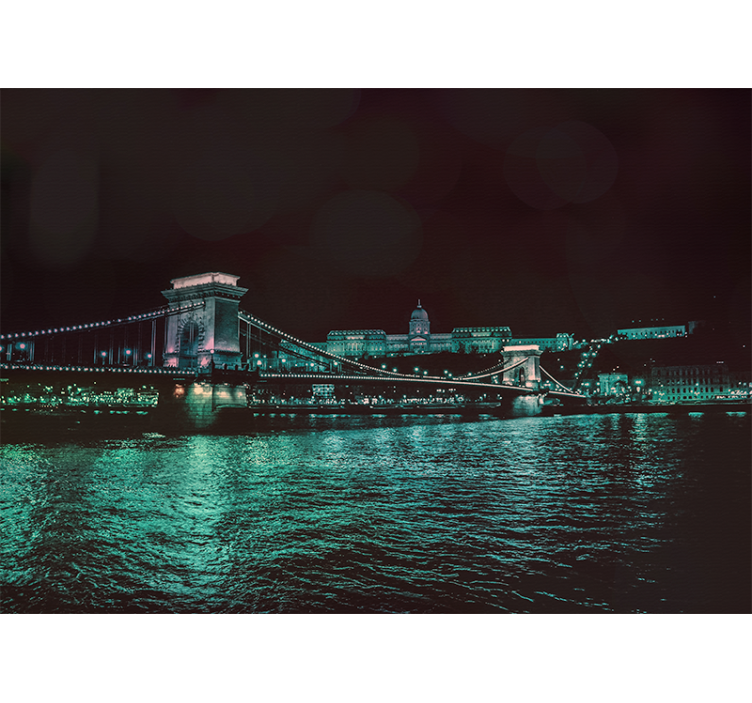 Tapisserie villes et pays vue nocturne du pont des chaînes - TenStickers