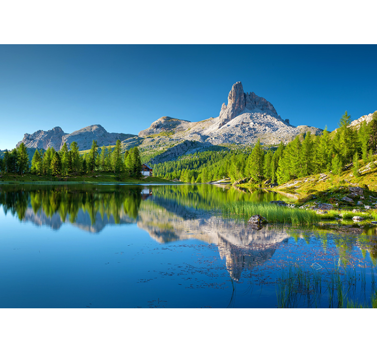 Tapisserie paysage reflets de montagne - TenStickers