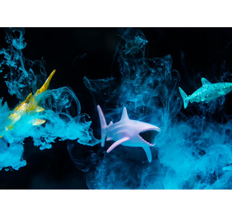 Papier peint intissé chambre adulte Figurines de requins dans l'e - TenStickers